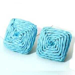 Turquoise Raffia Stud Earrings